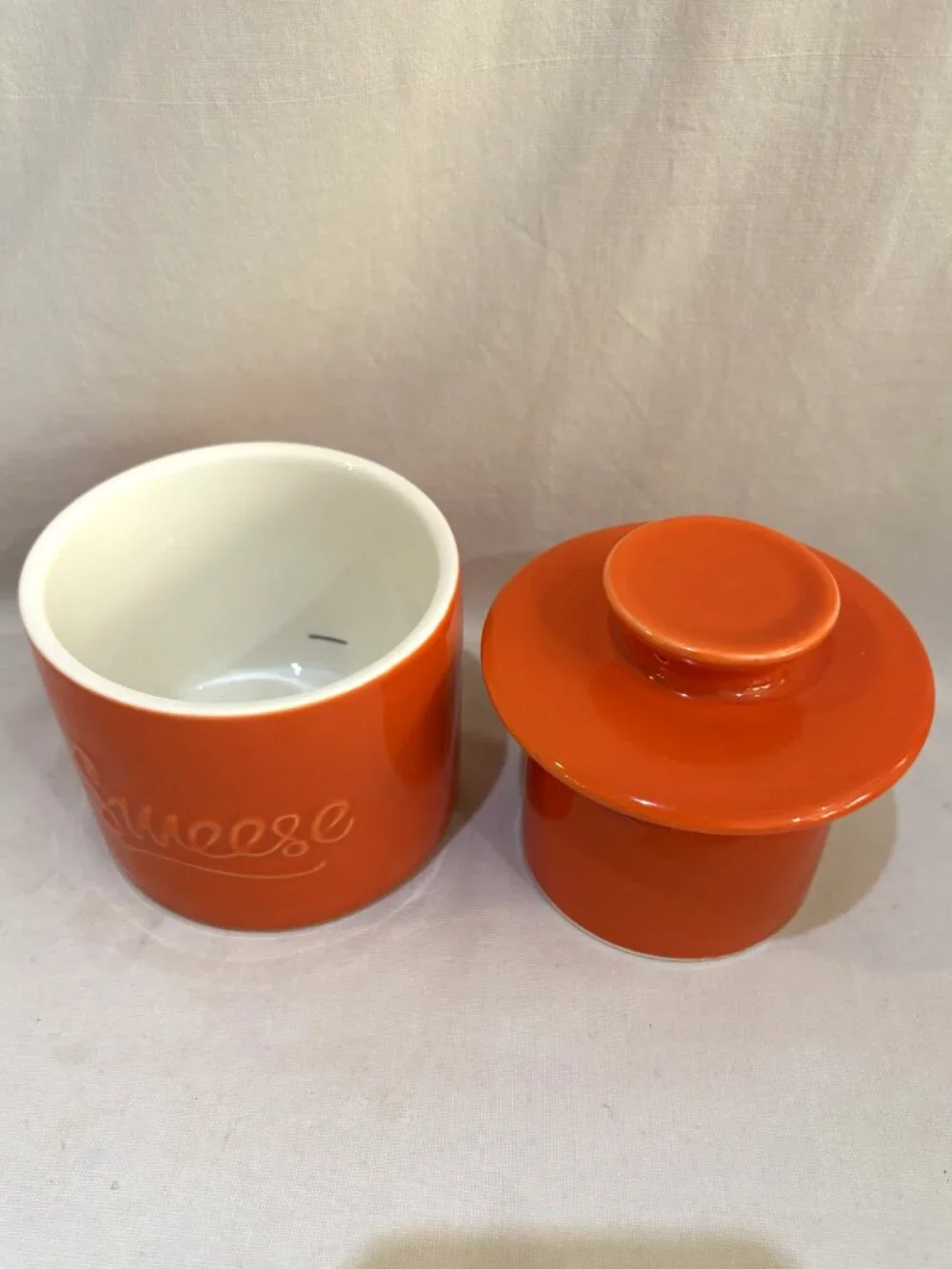 Sweese Ceramic Porcelain Butter Bell Crock Keeper Orange